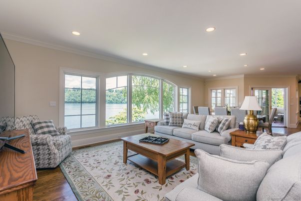 Interior, Living room, Recessed Lighting, Water, Wood Texture Flooring