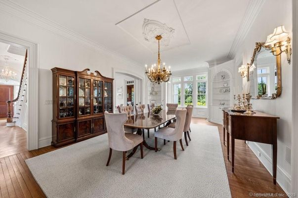Chandelier, Dining room, Interior, Wood Texture Flooring