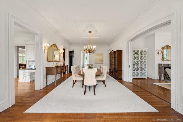 Chandelier, Dining room, Interior, Wood Texture Flooring