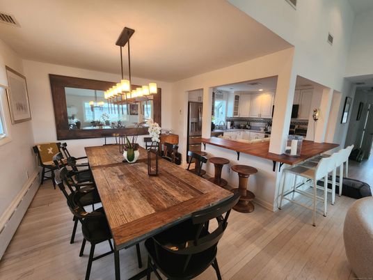 Chandelier, Dining room, Interior, Kitchen, Pendant Lights, Wood Texture Flooring