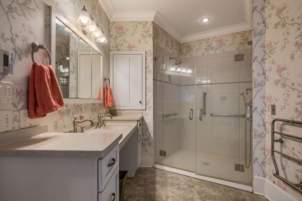 Bathroom, Glass Shower, Interior, Recessed Lighting