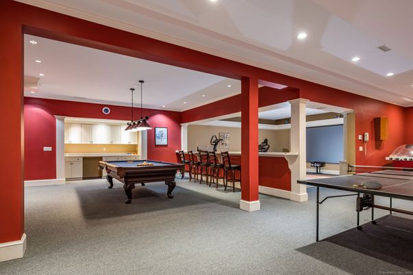Billiard Table, Game Room, Interior, Pendant Lights, Recessed Lighting