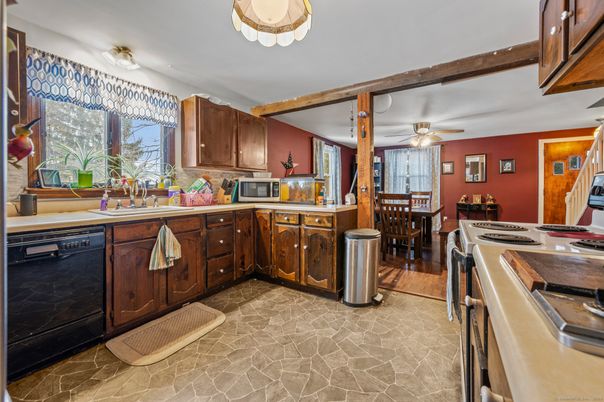 Dining room, Interior, Kitchen, Wooden Beams