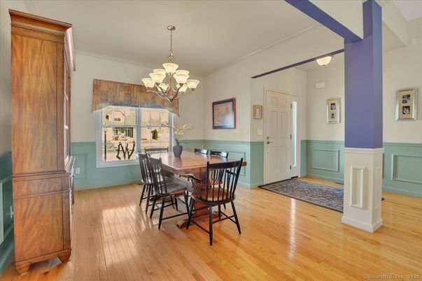 Chandelier, Dining room, Interior, Wood Texture Flooring