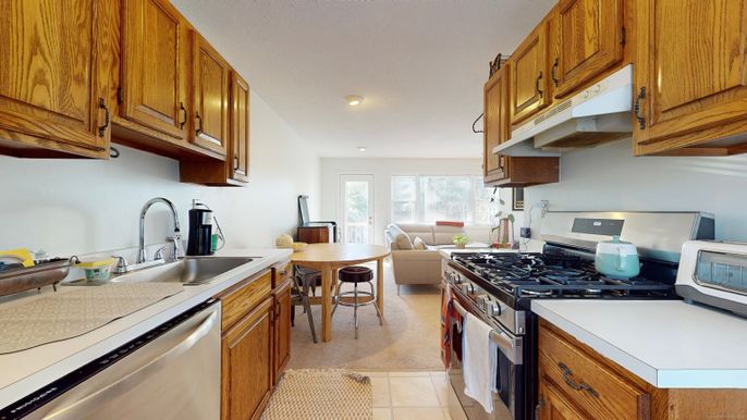 Dining room, Interior, Kitchen, Living room, Recessed Lighting, Stainless Steel Appliances