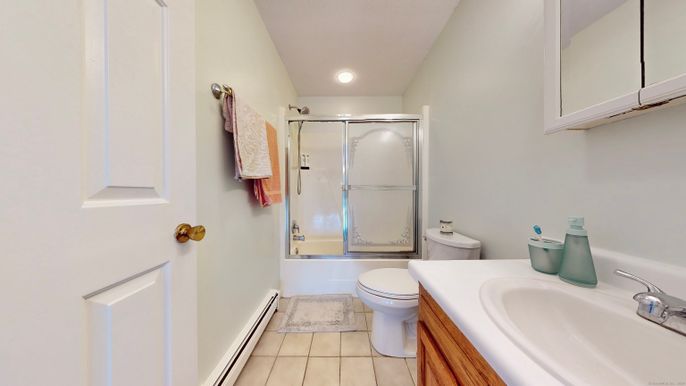 Bathroom, Glass Shower, Interior, Recessed Lighting