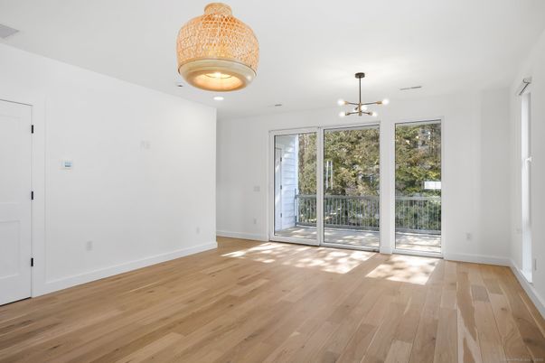 Empty room, Interior, Pendant Lights, Wood Texture Flooring