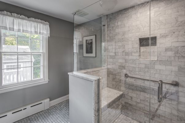 Bathroom, Glass Shower, Interior, Marble Walls