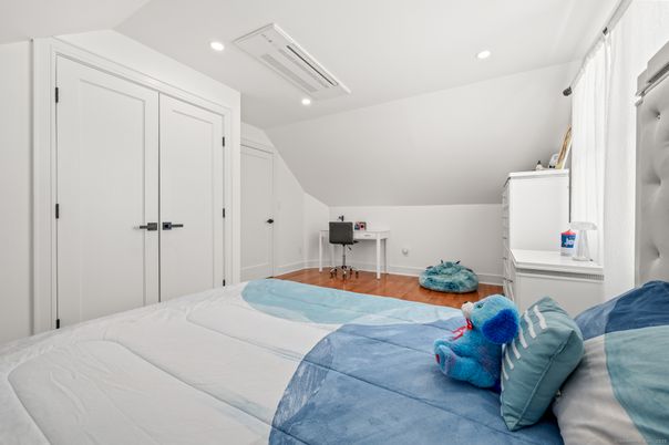 Bedroom, Home Office, Interior, Recessed Lighting, Wood Texture Flooring