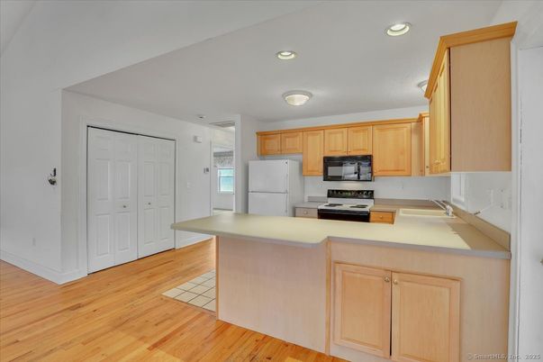 Interior, Kitchen, Recessed Lighting, Wood Texture Flooring