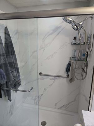 Bathroom, Glass Shower, Interior, Marble Walls