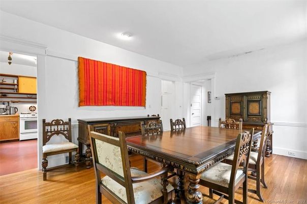 Dining room, Interior, Kitchen, Recessed Lighting, Wood Texture Flooring