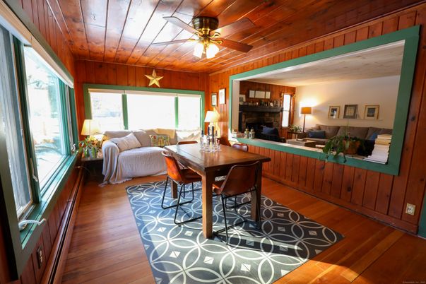 Dining room, Fireplace, Interior, Living room, Wooden Ceilings, Wood Texture Flooring, Wooden Walls