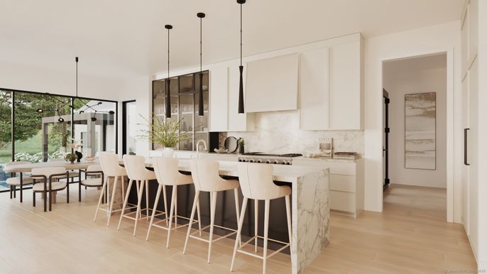 Dining room, Interior, Kitchen, Pendant Lights, Wood Texture Flooring