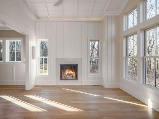 Empty room, Fireplace, Interior, Wood Texture Flooring