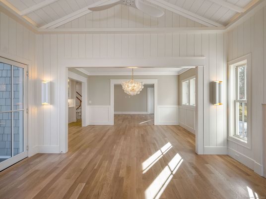 Chandelier, Empty room, Interior, Wood Texture Flooring