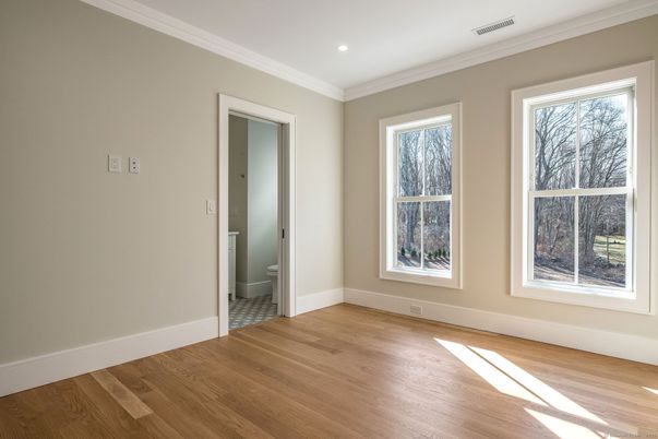 Bathroom, Empty room, Interior, Recessed Lighting, Wood Texture Flooring