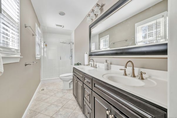 Bathroom, Dual Sink Vanities, Glass Shower, Interior