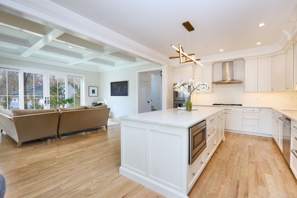 Interior, Kitchen, Living room, Pendant Lights, Recessed Lighting, Stainless Steel Appliances, Wood Texture Flooring
