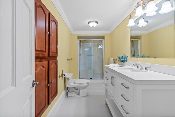 Bathroom, Dual Sink Vanities, Glass Shower, Interior