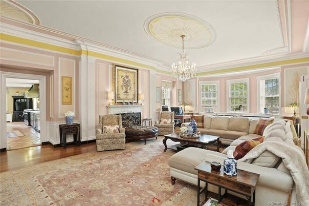Billiard Table, Chandelier, Fireplace, Interior, Living room, Wood Texture Flooring