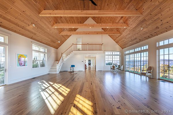 Dining room, Interior, Recessed Lighting, Wooden Beams, Wooden Ceilings, Wood Texture Flooring
