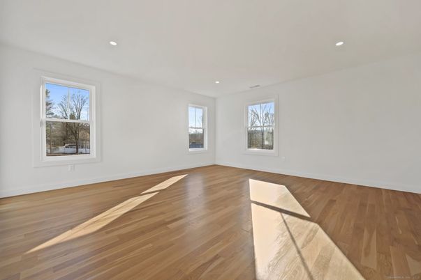 Empty room, Interior, Recessed Lighting, Wood Texture Flooring