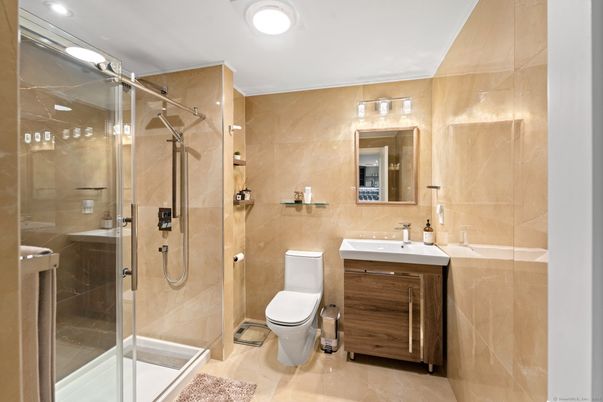 Bathroom, Glass Shower, Interior, Recessed Lighting