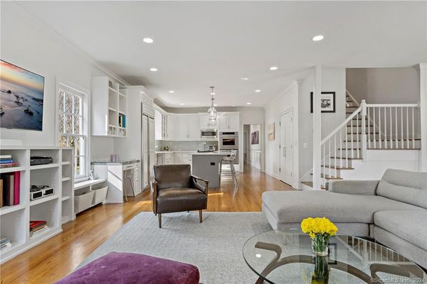 Interior, Kitchen, Living room, Pendant Lights, Recessed Lighting, Stainless Steel Appliances, Wood Texture Flooring