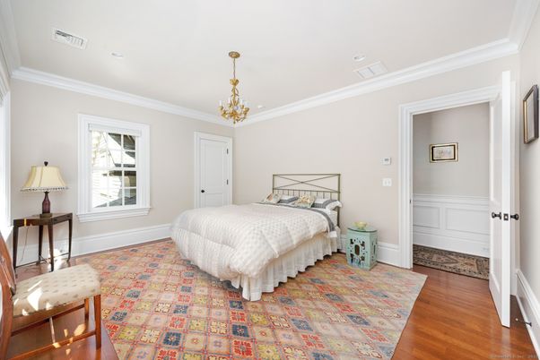 Bedroom, Interior, Pendant Lights, Recessed Lighting, Wood Texture Flooring