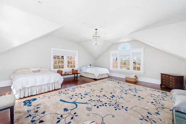 Bedroom, Interior, Pendant Lights, Recessed Lighting, Wood Texture Flooring