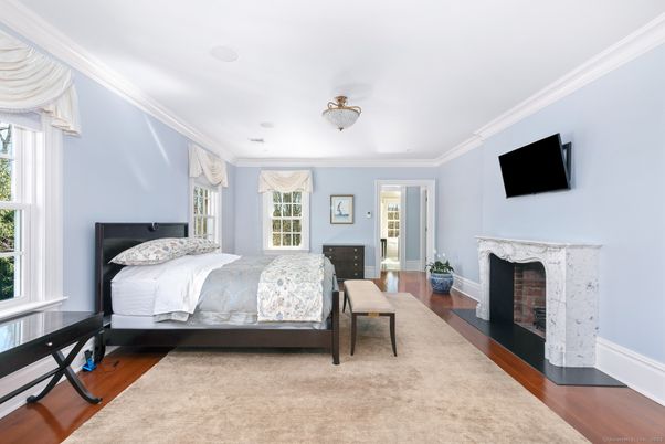Bedroom, Fireplace, Interior, Wood Texture Flooring
