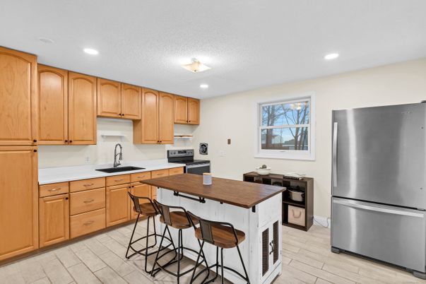 Interior, Kitchen, Recessed Lighting, Wood Texture Flooring