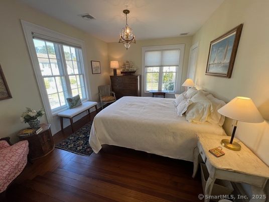 Bedroom, Chandelier, Interior, Wood Texture Flooring
