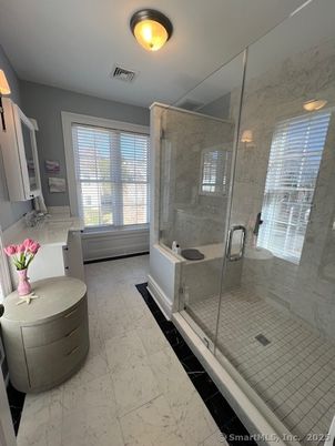 Bathroom, Glass Shower, Interior, Marble, Marble Walls