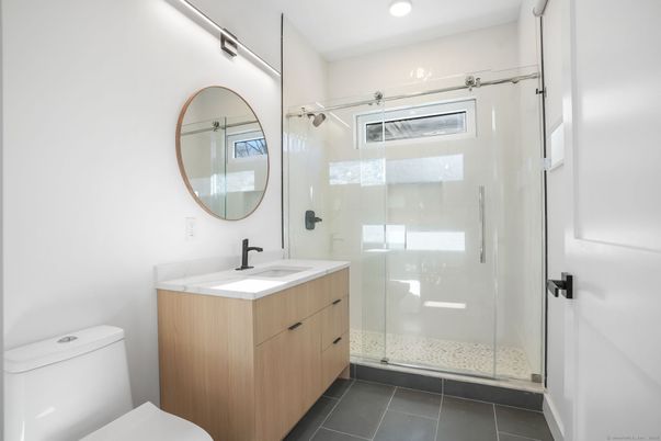 Bathroom, Glass Shower, Interior, Recessed Lighting