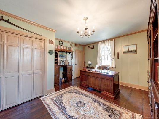 Chandelier, Home Office, Interior, Wood Texture Flooring