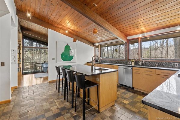 Interior, Kitchen, Recessed Lighting, Stainless Steel Appliances, Wooden Beams, Wooden Ceilings