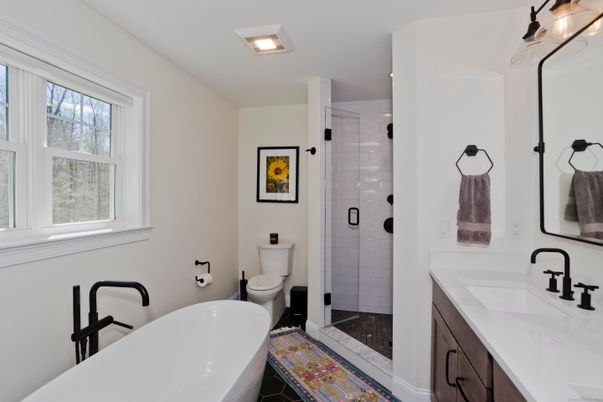 Bathroom, Dual Sink Vanities, Free Standing Baths, Glass Shower, Interior