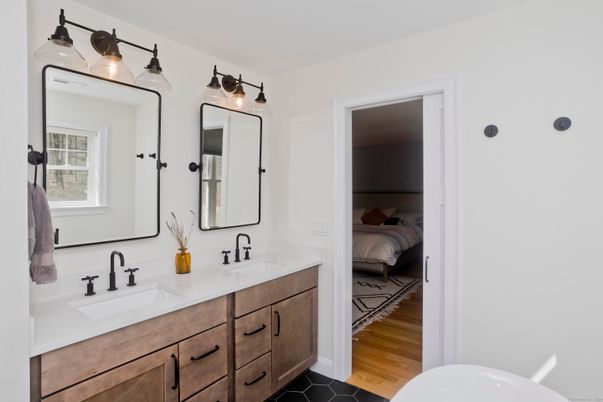 Bathroom, Bedroom, Dual Sink Vanities, Interior, Wood Texture Flooring