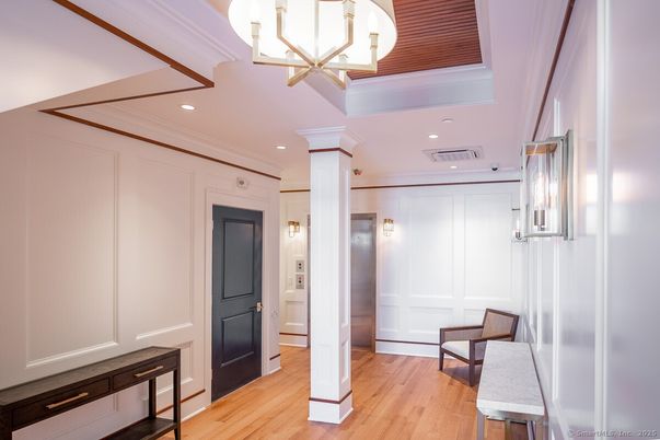 Elevator, Interior, Recessed Lighting, Wood Texture Flooring