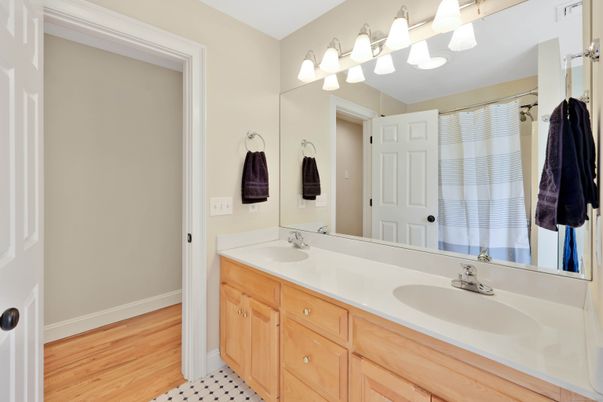Bathroom, Dual Sink Vanities, Interior, Wood Texture Flooring