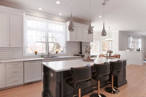 Interior, Kitchen, Pendant Lights, Recessed Lighting, Wood Texture Flooring
