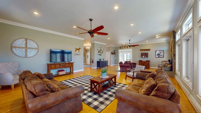 Interior, Living room, Recessed Lighting, Wood Texture Flooring