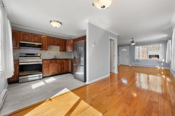 Interior, Kitchen, Stainless Steel Appliances, Wood Texture Flooring