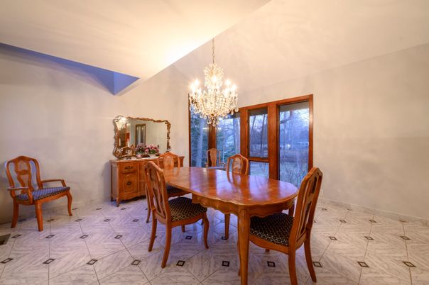 Chandelier, Dining room, Interior, Marble