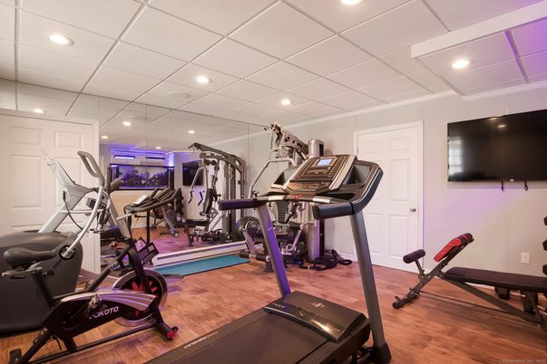 Fitness Equipment, Interior, Recessed Lighting, Wood Texture Flooring