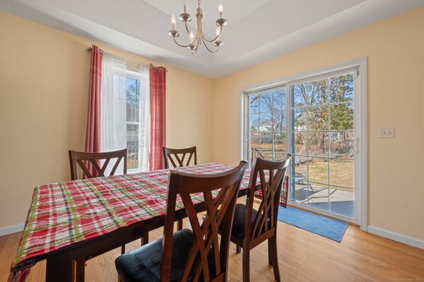 Chandelier, Dining room, Interior, Wood Texture Flooring