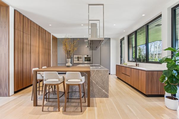 Interior, Kitchen, Recessed Lighting, Wood Texture Flooring