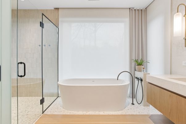 Bathroom, Free Standing Baths, Glass Shower, Interior